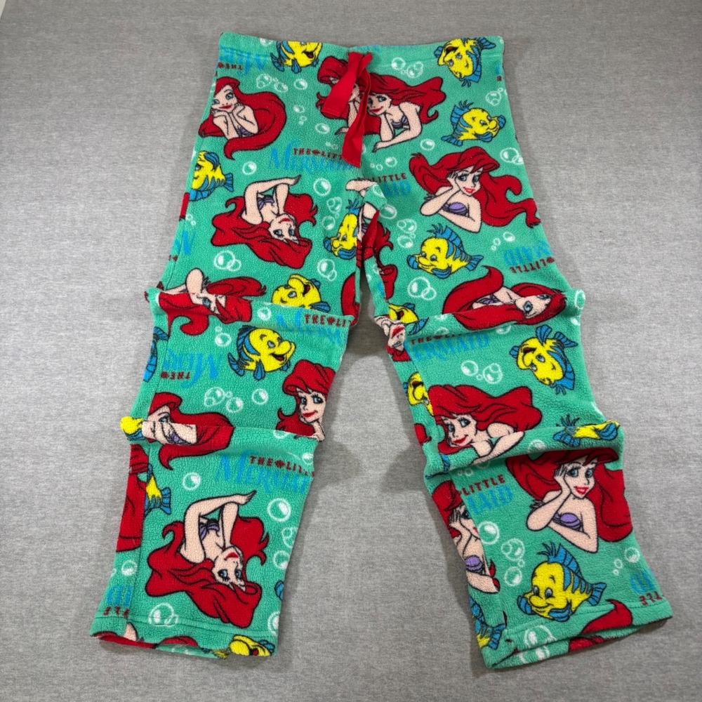 Disney The Little Mermaid Ariel Flounder Fleece Pajama Pants Aqua Girls L 12-14